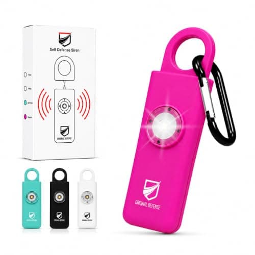 Original Defense® Siren Self-Defense Alarm (Magenta) - 130 dB Keychain Alarm with LED Strobe Light for Women, Children, and Elderly - Police Recommended