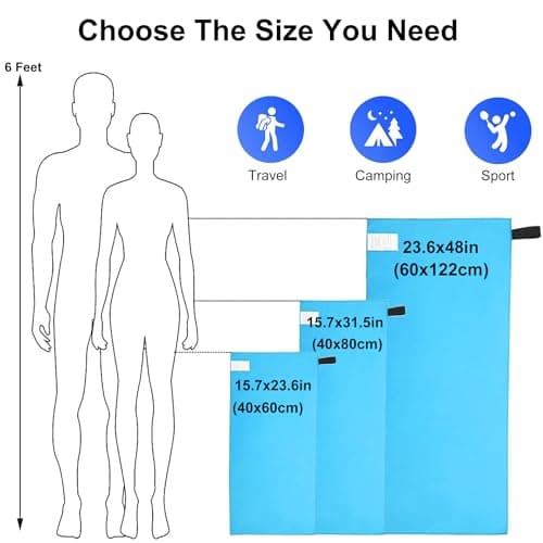 Microfibre Towel, Lightweight & Quick Dry Gym Towels, Soft, Super Absorbent, Ultra Compact Towel Great for Sports, Camping, Gym, Beach and Swimming (Sky Blue, 40x80cm) — view 2