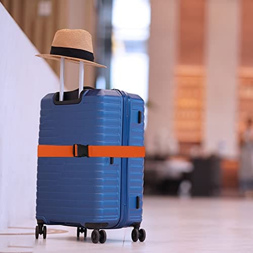 Luggage Suitcase Straps Set, Travel Accessories Thickened Luggage Belt with Quick Release Buckle, Adjustable Black Travel Luggage Straps for Suitcase Baggage (Orange, 2 PCS Set) — view 2