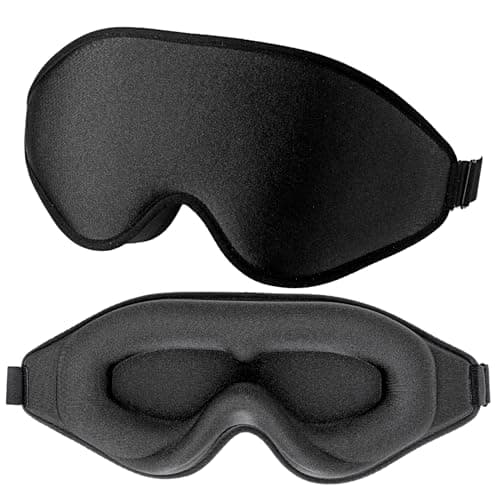 WLLHYF Silk Sleep Mask, 3D Stereo Deep Sleep Eye Mask Comfortable Adjustable Cute Block Out Light Eye Covers for Man and Woman All Night Sleep (Black) — view 2