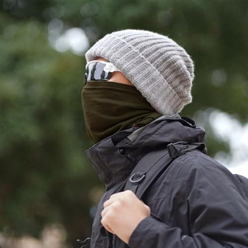 ACUSHLA 100% Merino Wool Neck Gaiter, Ski Mask Neck Warmer Unisex, Green — view 5