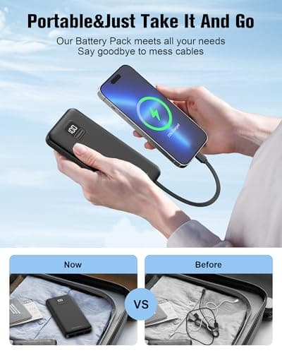 AsperX 2-Pack 10000mAh Power Bank Fast Charging Portable Charger with Cable — view 3