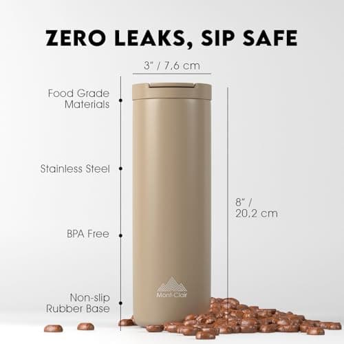Mont-Clair Insulated Coffee Cup Travel Mug 550ml - Coffee Mug - 100% Leak-Proof - Keeps hot for 12 Hours - Travel Cup - Made of Recycled Stainless Steel (Earth) — view 4