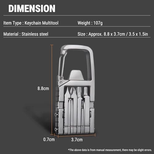 Uadme 12-in-1 Stainless Steel Multitool Keychain — view 3