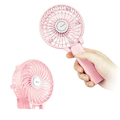 EasyAcc Handheld Fan USB Fans Portable Hand Fan 3 Speeds 180° Foldable with 6 Blades Personal Electric Mini Outdoor Fan with Rechargeable Battery Foldable Handle Desktop for Home Travel Outdoor - Pink