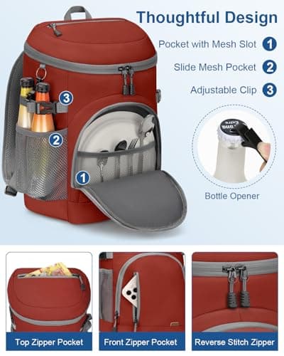 Cooler Backpack Insulated Leakproof Soft Cooler Bag Ice Chest for Women — view 6