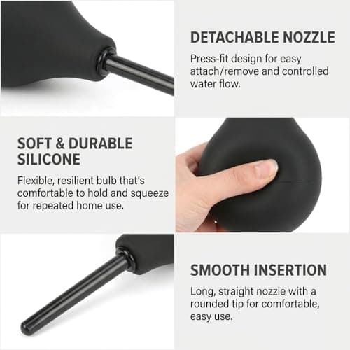 224 mL Silicone Enema Kit Bulb, Douche Squeeze Bottle for Home Use, Ergonomic Easy-Press Design for Gentle Cleansing, Compact for Travel and Bathroom Storage — view 3