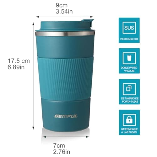 GEMFUL 510ml Thermal Coffee Cup Insulated Stainless Steel Travel Tumbler — view 2