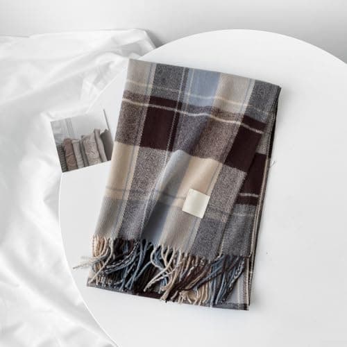 Women's Imitation Cashmere Plaid Scarf, Oversized Fringed Winter Shawl — view 3