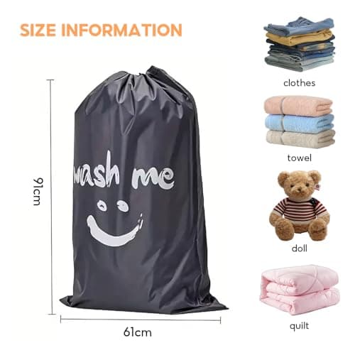 2 Pack Large Laundry Bags, Machine Washable Dirty Clothes Organizer, Portable Travel Laundry Bag with Drawstring Cord, Travels Laundry Bags for Dirty Clothes for Travel Home(24" x 36") — view 2