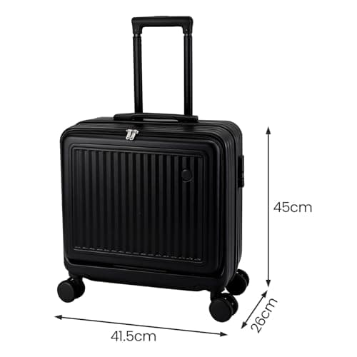 GREENSAPPIRE 18 Inch Carry-On Luggage with Dual Laptop Compartments – Lightweight ABS+PC Hard Shell Suitcase with TSA-Approved Lock, Smooth 4-Spinner Wheels, Durable Travel Case for Air Travel (Black) — view 5