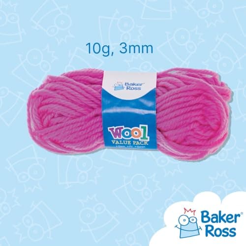 Baker Ross AG238 Coloured Wool Value Pack - Pack of 10 Bundles, 10g Each, 3mm Thick, Assorted Colours, Yarn, Knitting, Crochet — view 3
