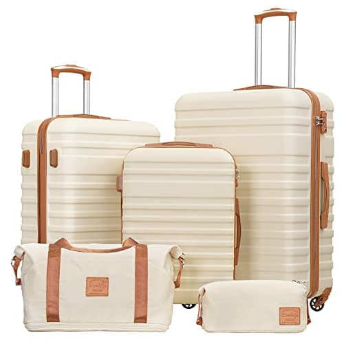 COOLIFE 5 PCS Luggage Set for Family, 20+24+28" Suitcases Set with TSA Lock