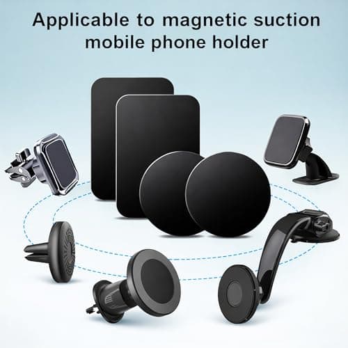 BOULTON Metal Plate for Magnetic Phone Holder - Pack of 2 | Thin Round and Rectangle Adhesive Stickers | Phone Case for Car Mount Magnet Sticky Pads — view 4