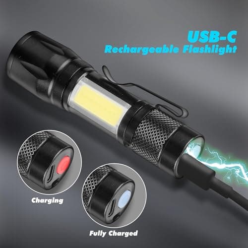 KunHe 20 Pack USB-C Rechargeable Mini LED Torch, Compact High Lumen EDC Torches with COB Side Light, Zoomable Clip-On Torch for Camping, Emergencies & Gifts — view 5