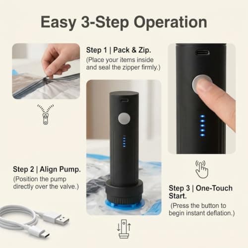 Portable Electric Vacuum Pump for Travel Bags Clothes USB-C Rechargeable — view 5