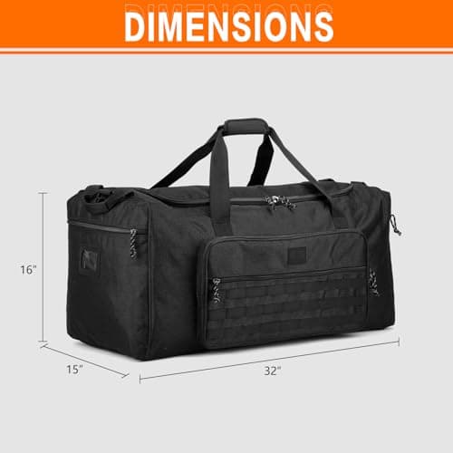 125L Extra Large Travel Duffle Bag for Men Women Heavy Duty Tactical Duffel Bag with Shoulder Strap Weekender Overnight Trip Big Sports Gym Equipment & Workout Bag for Military, Black — view 6