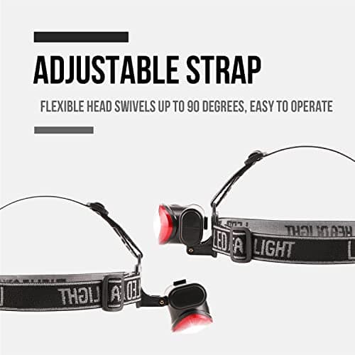 Lichamp Headlamp, 10 Pack 12 LED 3 Mode Portable Head Lamp Flashlight, Outdoor Lightweight Durable Headlight for Running, Camping, Reading, Fishing, Hunting, Walking, Jogging, Black + Red Color — view 6