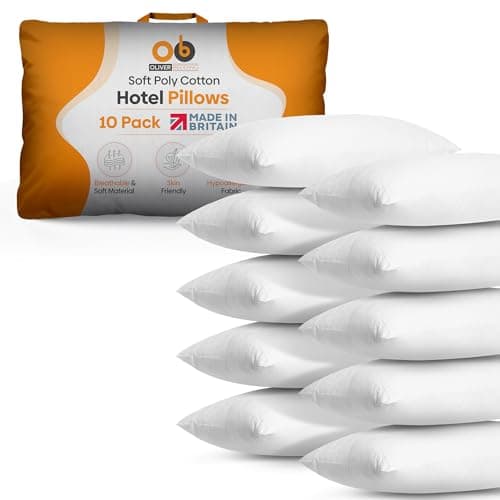 Oliver Bedding Pillows 10 Pack, Breathable Soft Poly Cotton Hotel Pillows
