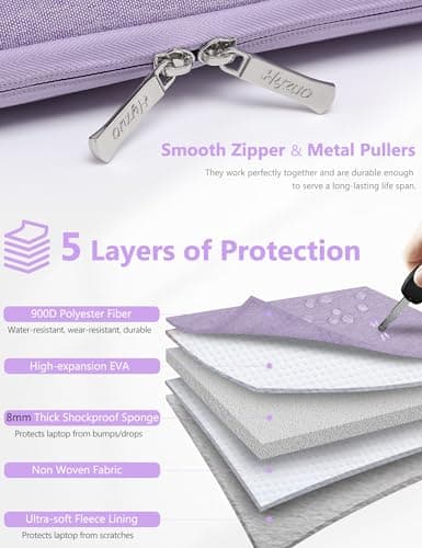 HYZUO 14-15 Inch Laptop Case Sleeve Bag for MacBook Air 15 M5, Lilac Purple — view 6