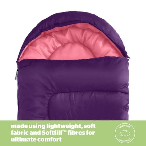 Silentnight Sleeping Bag for Adults - 3 Season Lightweight Soft Thick Cosy Warm Mummy Sleeping Bag for Spring Summer Camping Hiking Outdoor Travel for Warm and Cold Weather - Purple — view 3