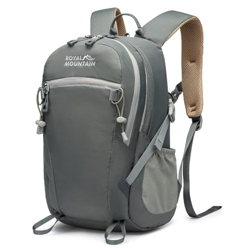 Lightweight Hiking Backpack, 30L Women/Men Waterproof Travel Rucksack Bag with Rain Cover, Outdoor Small Foldable Daypack for Student, Fit for 15.6 inch Laptop (Grey, 30L)