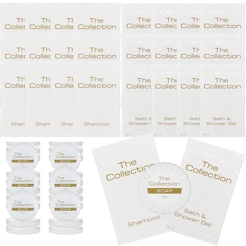 Travel Size Toiletries, Miniature Hotel Toiletries | 12x10ml Shower Gel, 12x10ml Shampoo Sachets, 12x15g Tissue Pleated soap Bulk Pack | Ideal for Hotels, Holiday Lets, Travel Sachets — view 6