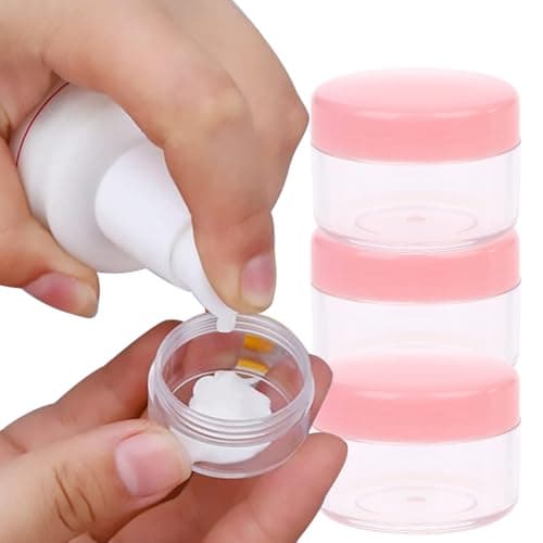 6 Pcs Travel Cosmetic Jars - 10g Empty Sample Pots for Creams, Lotions, Balms, Refillable Small Containers for Storage - Clear Plastic Travel Pots with Lids for Makeup & Skincare — view 5