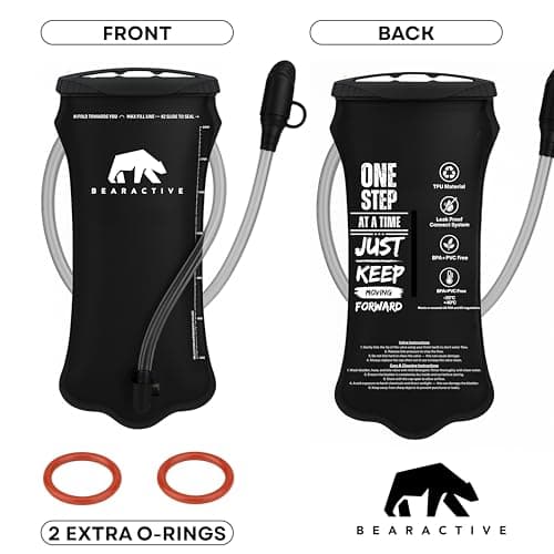 Bearactive Hydration Bladder, Water Bladder 2L for Running Backpack with BPA-Free TPU, Hydration Pack, Leak-Proof Water Pouch, No Plastic Smell – Hiking, Running, Cycling & Camping (Black, 2 Litre) — view 3