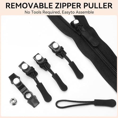 9 Pcs Universal Zipper Repair Kit,3 Sizes Zipper Repair Kit, Removable Zippers Repairs Puller Replacement,for Different Sizes of Quilt,Clothes,Jeans,Backpacks,Wallets,Luggage,Suitcases (Black) — view 3