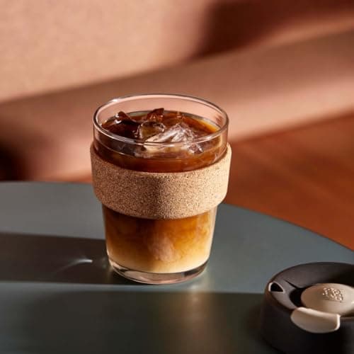 KeepCup Brew Cork - 12oz/340ml Tempered Glass Reusable Coffee Cup/Travel Mug, Natural Cork Band with Splashproof Press Fit Lid - Press — view 2