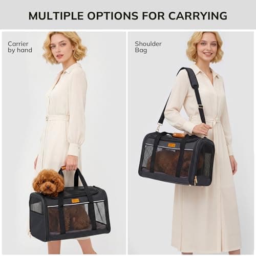 Morpilot Large Pet Carrier Bag, 51×33×33cm Breathable Carry Bag with Washable Cushion, Anti-collapse Travel Handbag for Cats Small Dogs, Perfect for Car Rides Train Trips & Vet Visits — view 5