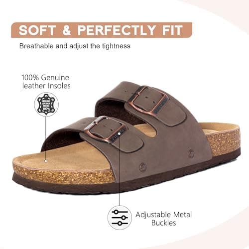 FITORY Women's Flat Sandals, Cork Footbed Slides Brownish Yellow Size 7 — view 3