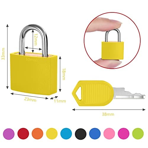Flintronic 10 Pack Suitcase Lock with Key Small Padlock Luggage Lock Travel Lock Backpack Lock, Color Metal Padlock with Key, Small Padlock for Travel Backpack Play Fitness — view 2