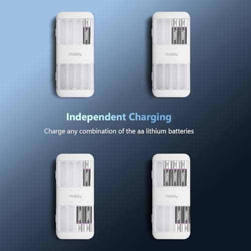 Miady 8 Pack Rechargeable AA Batteries Lithium with Charger — view 6