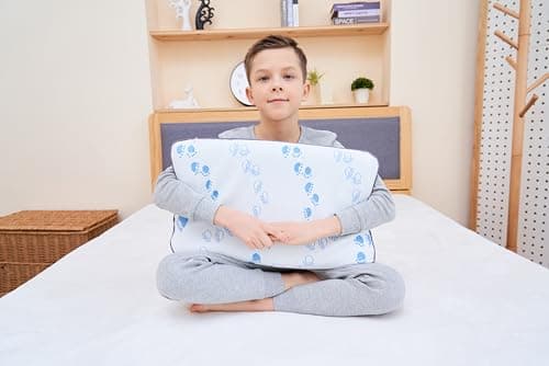 SIKAINI Kids Memory Foam Pillow, Hypoallergenic Neck Support for Children (3-10 Years), Breathable & Machine Washable Paw Cover, Certified Safe Toddler Pillow for First Big Bed, Orthopedic Design — view 3