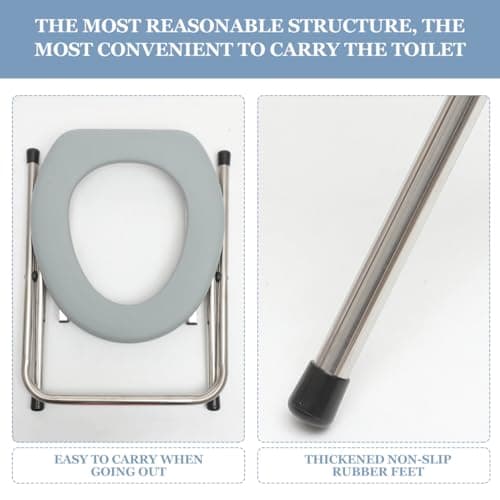 Healeved Portable Folding Toilet Stool Chair Lightweight Foldable Commode for Elderly Pregnant Women Indoor and Outdoor Use Easy to Clean and Store — view 3