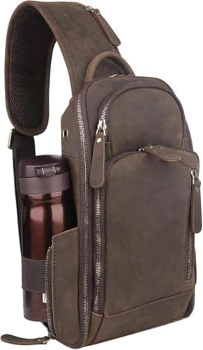 Vinlea Genuine Full-Grain Leather Crossbody Bag for Men Women — view 6
