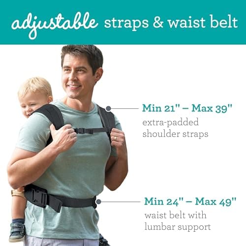 Infantino Flip 4-in-1 Light & Airy Convertible Baby Carrier - Breathable, Lumbar Support, Adjustable Waist Belt, Head Support, Ergonomic Seat, Plush Straps for Newborn to Toddler 3,6-14,5kg, Dark Grey — view 3