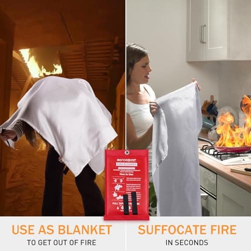 Emergency Fire Blankets for Kitchen & Home, TUV-Certified, 1 x 1m, 2 Pack — view 5