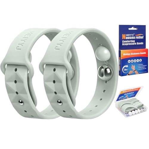 MEIYYJ Travel Sickness Bands for Adults and Kid Adjustable Acupressure Anti Nausea Wristbands for Motion & Morning Sickness Relief Bands for Pregnant Wowen Natural Relief of Nausea Headaches-Green