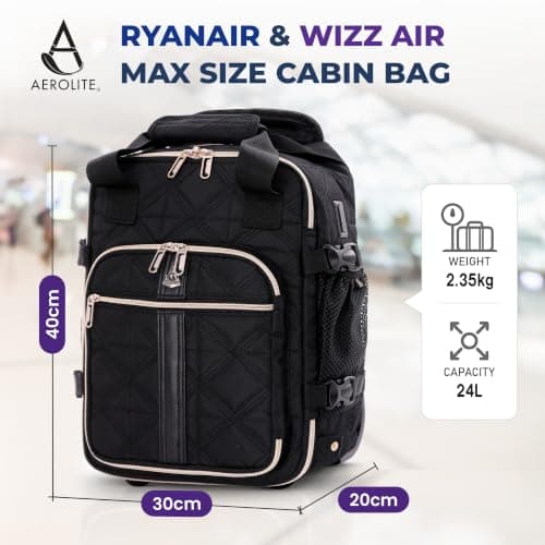 Aerolite Premium 40x30x20 Ryanair & Wizz Air 2 Wheel Trolley Backpack Bag — view 2