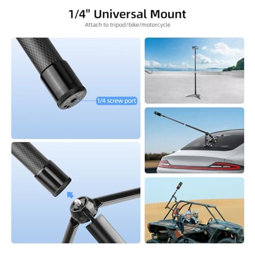BRDRC 3m Selfie Stick for Insta360 X5 X4, 118 Inch Carbon Fiber Invisible Ultra Long Extension Pole for Insta 360 ONE X5 X4 X3 X2 RS Accessories (with Go Pro Adapter, Wrist Strap, Storage bag) — view 4