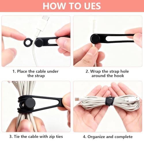 25 x Reusable Silicone Cable Ties Assorted Colours for Wire Organiser — view 3