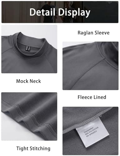 MAGCOMSEN Men's Thermal Underwear Turtleneck Fall Base Layer Dark Grey, L — view 5