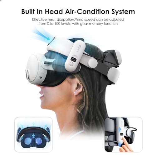 BOBOVR S3 Pro Head Strap 10000mah Battery Halo Strap Compatible with Meta Quest 3S/Quest 3, 2 IN 1Headstrap and Head air Conditioning, Hot-Swappable Battery Pack Fit For Oculus Quest3 — view 2