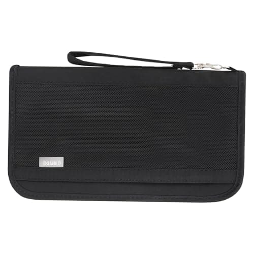 wellrun RFID Blocking Passport Holder,Travel Wallet for Family Trips,Waterproof Document Organizer for Passports,Cards,Cash,Tickets Pen,ID Holder,Compact Essentials Case,Black