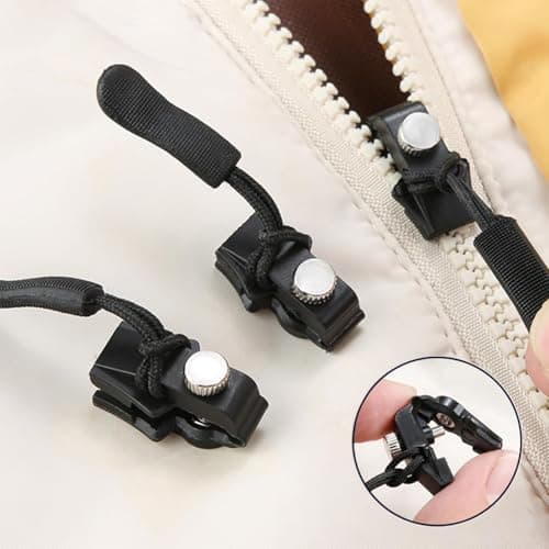 9 Pcs Universal Zipper Repairer, Zipper Repair Replacement Kit, Removable Universal Zip Puller Replacement, 3 Different Size Black Replacements Zippers Slider for Clothes, Jeans, Wallets, Luggage — view 5