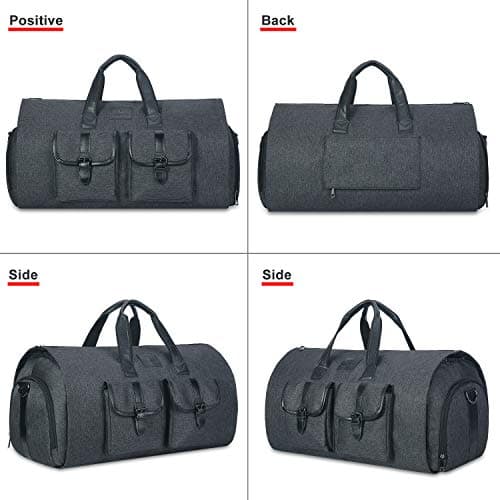 UNIQUEBELLA Travel Suit Carrier Garment Duffel Bag Fiber Large Holdall for Men with Shoe Compartment (Dark Grey) — view 2