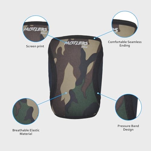 Hustlers Only Elbow Sleeves Weightlifting 5mm Neoprene Compression for Instant Joint Pain Relief Elbow Support Sleeves for Gym Training, Bench & Tendonitis, Fitness, and Workout (Camo, S) — view 3